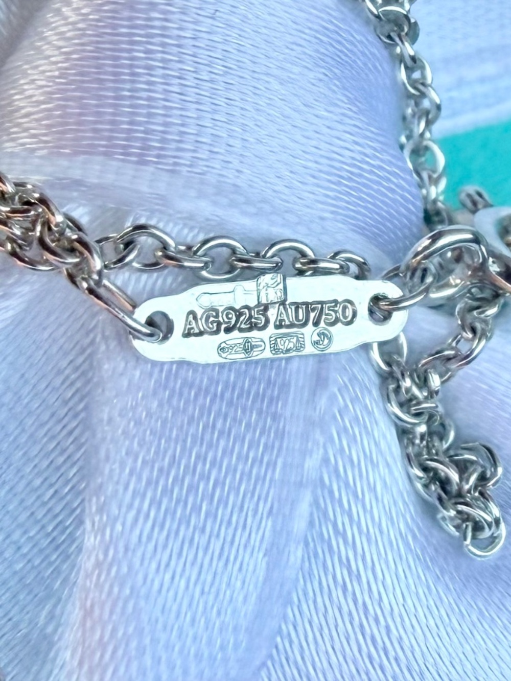 Tiffany & Co. Two Tone Mixed Bead Chain Silver Rose Gold 28-30” - Picture 2 of 3